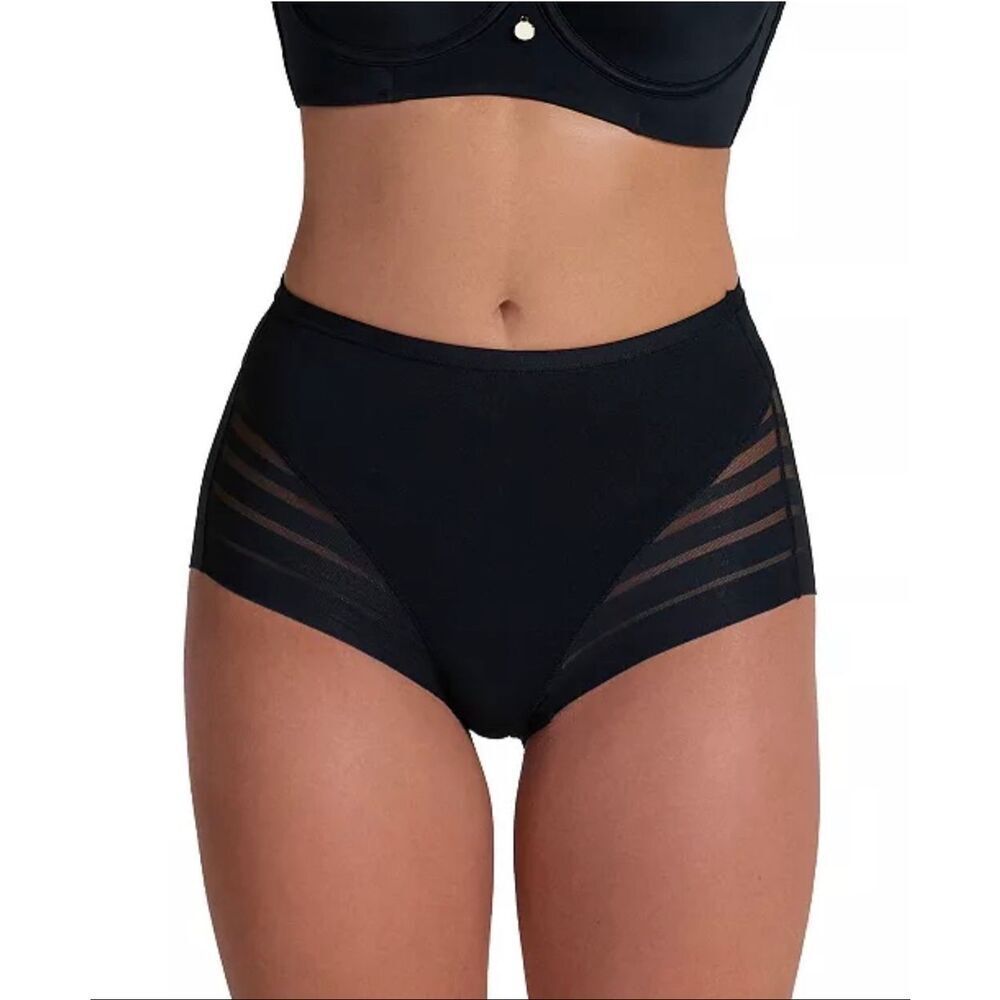 Leonisa NWT Stripe Undetectable Lace Classic Shaper Panty Black Small